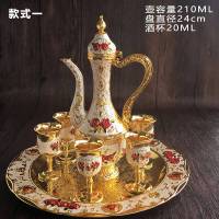 宫廷复古酒壶白酒杯套装创意家居摆件高脚小烈酒杯商务礼品8件套 款式一