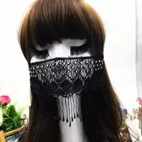 万圣节派对情趣镂空女半脸眼罩化妆舞会性感黑色蕾丝面具头饰 羽毛眼罩