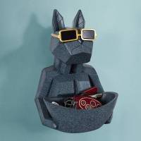 墙上创意挂饰北欧卧室装饰墙面小挂件狗钥匙收纳壁饰房间墙壁布置 深蓝色