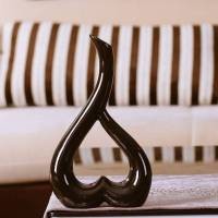 现代创意家居装饰品客厅电视柜小摆件陶瓷花插花瓶新房结婚礼品物 6字花瓶(黑色)+1束白色星星苞