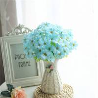 仿真花摆件 客厅卧室内摆设塑料假花仿真花花束装饰品小盆栽家居餐桌茶几摆件 花瓶+3束小清新蓝套餐