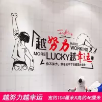 励志贴纸 墙面装饰品房间床头励志墙贴纸海报纸贴画文艺办公室宿舍墙壁装饰品 越努力越幸运