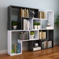 简易书架书柜落地书架置物架展示柜客厅酒柜玄关隔断格子柜 6黑6白