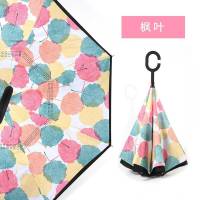 自动款反向伞 八骨加固加大双层反向雨伞s免持式汽车晴雨两用长柄自动大号男士女反骨折叠伞 枫叶