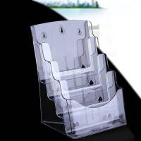 A4亚克力四层资料架杂志收纳盒可挂式宣传册展示架透明折页架子