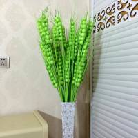 仿真大麦穗手工干花束客厅落地假花欧式干枝插花居家新房装饰 绿色8枝含瓶