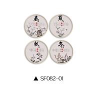 中医养生馆装饰画望闻问切四季养生宣传挂画高端会所背景墙面 SF082-08 100*100CM单个尺寸圆形黑色竹框+油画