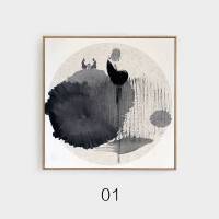 中国风艺术餐厅装饰画新中式饭厅厨房壁画客厅壁画墙画三联挂画 禅意01 60*60简约黑色ps线条禅意单幅价格,如需