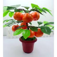 仿真水果树盆景桔子苹果桃子盆栽家居客厅装饰假花摆设模型 花边盆桔子