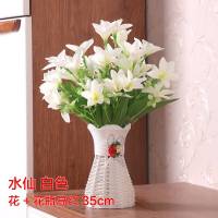 假花盆栽室内植物摆设仿真小盆景塑料盆花装饰品摆件茶几小盆栽 乳白色水仙-白