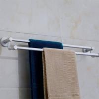 免打孔太空铝毛巾双杆卫生间挂杆凉洗脸帕的浴巾架子浴室挂件挂架 加厚双杆100厘米