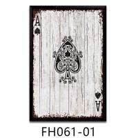 创意复古扑克牌装饰画棋牌室麻将馆背景墙面挂画休闲娱乐会所 FH061-01 80*120CMD-1#巴西实木黑色框高清艺