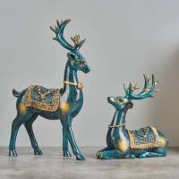 欧式客厅电视柜酒柜装饰品美式创意家居小摆设红酒架摆件结婚 蓝色大鹏展翅