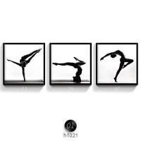 瑜伽馆装饰画挂画体式教画小人图教室墙壁图片海报墙面画现代简约 HF021-17 70*70cm单张尺寸单幅或组合D-3#