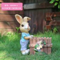 花园摆件设卡通兔子花盆花缸仿真动物塑别墅户外园林庭院装饰品 600208-7-8一对