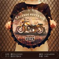 复古工业风啤酒瓶盖创意立体墙饰墙面创意酒吧装饰咖啡厅挂件壁饰 深灰色35CM-摩托车