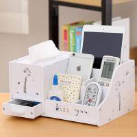 多功能抽纸盒纸巾盒家用简约客厅茶几遥控器收纳盒餐巾纸盒置物盒整理盒储物盒家居收纳用品 白色