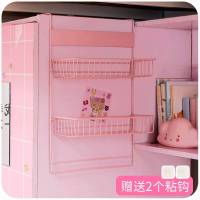 大学生宿舍墙上收纳盒置物架上铺下铺床挂架住宿舍品置物挂篮 粉色三层挂篮+挂钩[收藏加购送4个透