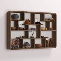 实木博古架多宝阁实木中式壁挂式挂墙现代简约置物架茶具架博物架古董 款式1(长81高56深12cm)