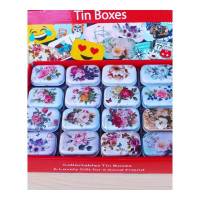 小盒子迷你可爱 长方形翻盖小铁盒紫口装盒子耳钉饰品收纳 素雅花卉款随机1个