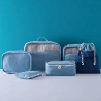 旅行收纳袋八件套牛仔布旅行便携行李包 鱼悦系列 八件套