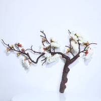 仿真梅腊梅干花假花摆件家居客厅装饰花餐桌花塑料花绢花盆栽 一剪梅(白色)+圆花瓶