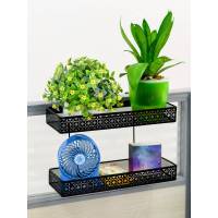 2019新款办公室桌面收纳小花架多肉挂架铁艺悬挂工位植物盆栽办公桌绿萝仙人球多肉置物架 新双层矩形黑色