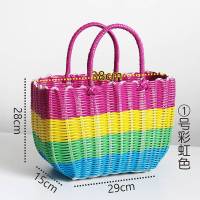 菜篮子装洗漱用品学生沐浴洗澡拜神野餐框手提购物塑料藤编织浴筐