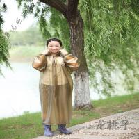 放心购 户外连体加长款雨衣单人男女风衣式雨衣雨披 土色均码