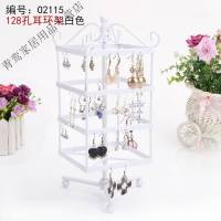 2020新款创意耳环架饰品展示首饰盒旋转挂放耳钉耳饰耳坠项链家用收纳架子 粉色鸟笼款