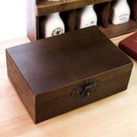 2020新款木质老木盒子带锁做旧收纳盒复古大木箱子小木箱家居家装收纳用品整理盒子储物 复古无图 超大44*29*18CM