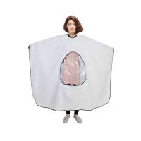 2020新款透明围布发廊专用剪头围布美发店围布专用理发剪发围布潮定制 防静灰色横条透明