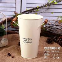 干花鲜花插花桶 田园家居饰品花桶花盆 花器花店鲜花铁皮桶醒花桶 浅蓝色FLOWERS40CM高