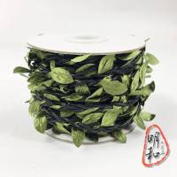 幼儿园手工制作绿色森林系藤条绿叶麻绳叶子绳子装饰材料吊饰室内外柱子水管子装饰品 黑色蜡绳缠小叶子10米