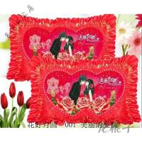 放心购 十字绣单人枕抱枕精准印花卧室喜庆结婚用品情侣枕套大红一对 美丽的爱情一对大红