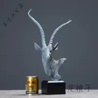 放心购 北欧美式复古羚羊头摆件客厅办公室酒吧橱柜创意装饰品摆设 羚羊头摆件