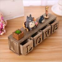 树脂摆件 宫崎骏龙猫love木盒 抽屉收纳盒 家居工艺礼品