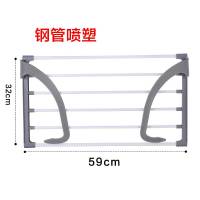 阳台置物架寝室晾衣神器暖气片窗台小型晾衣架挂钩折叠挂架晒鞋架 灰色大号(69*32)