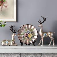 鹿摆件创意礼品美式家居摆设客厅玄关电视柜酒柜软装饰工艺品 银色鹿喜事连连[升级版]