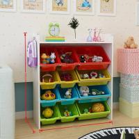 儿童玩具收纳架 宝宝绘本书架幼儿园卡通收纳柜玩具整理置物架多层 1.52米两边带书柜白色(1.6cm加厚板材)