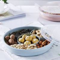 分格干果盘坚果盘 客厅带盖创意瓜子水果盘子家用零食收纳盒糖果盒 粉色双层