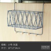 床头收纳挂篮 女寝室上铺学生床上宿舍神器床边置物架 升级款大号灰蓝