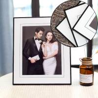 相框摆台韩式婚纱照 横竖通用框架黑色水晶玻璃桌摆组合 结婚照片制作10寸摆台 黑色黑天鹅 大12寸28.3x33.3cm