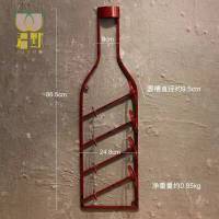 复古工业风红酒架墙上墙面壁挂酒吧网咖主题西餐厅橱窗柜台装饰品 五连体酒架+灯串