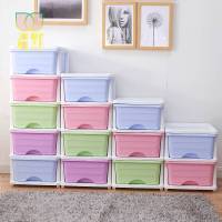 大号抽屉式收纳箱加厚玩具收纳盒塑料多层整理箱储物箱收纳柜子 冰淇淋色 5层