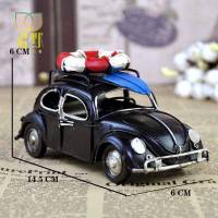 新款影楼拍摄道具复古铁艺摆件装饰品玄关柜小摆设汽车模型飞机工艺品个性复古装饰品小摆件 粉色大号巴士车