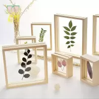 木质创意双面玻璃植物标本相框原木色立体画框透明木质相框定制 16寸31.5/41.6