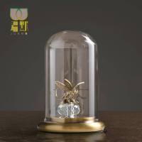 欧式玻璃罩纯铜摆件软装家居饰品美式轻奢艺术品电视柜装饰品摆设 165503铜质玻璃罩A摆件