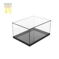 球鞋展示盒高端收藏盒亚克力鞋盒收纳盒透明AJ展示柜展览用密封鞋店展示限量版鞋子盒27x36.5x18 侧开黑边透明款