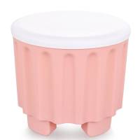 塑料儿童多功能收纳凳储物凳子折叠可坐玩具杂物收纳储物箱 粉红色